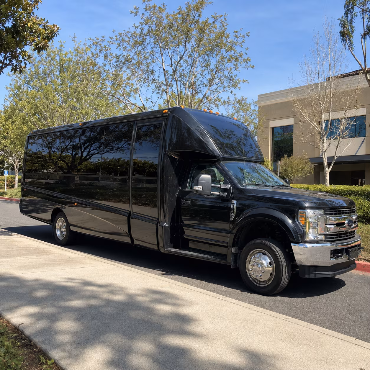 Jurupa Valley Sporting Event Transportation party bus exterior