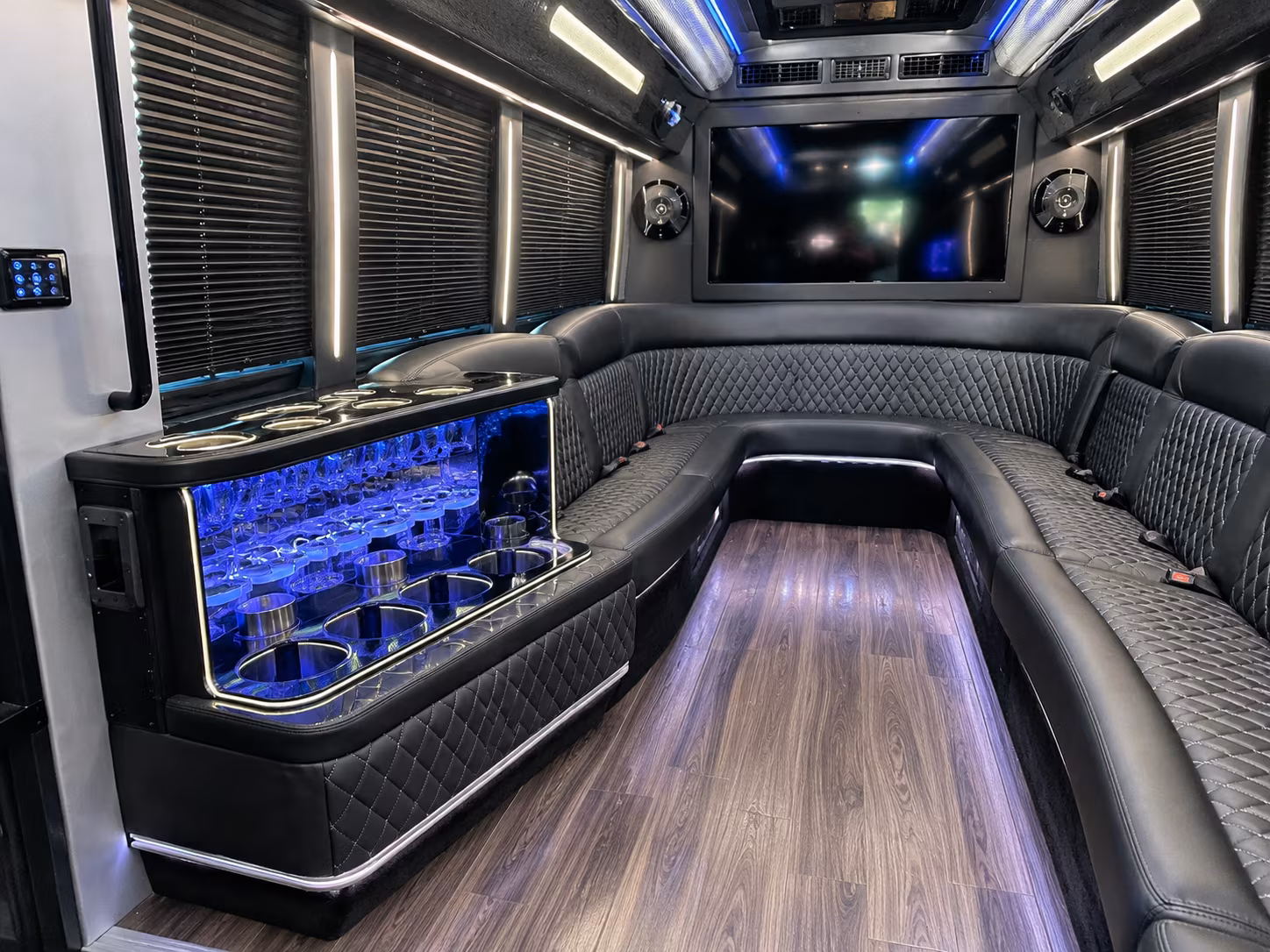Jurupa Valley Wedding Transportation party bus interior