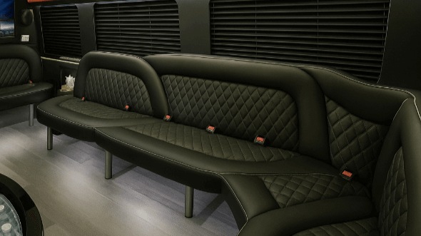 Interior of Charter Bus Company Fontana's 18 Passenger Party Bus in Fontana