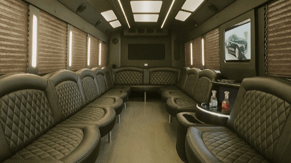 Interior of Jurupa Valley Party Bus Company's 20 Passenger Party Bus in Jurupa Valley
