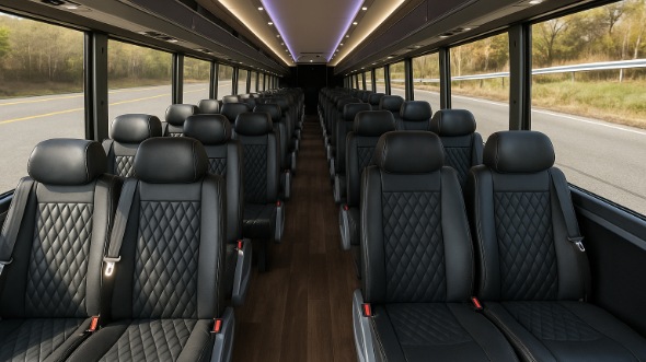 Interior of Charter Bus Company Jurupa Valley's 25 Passenger Mini Bus in Jurupa Valley