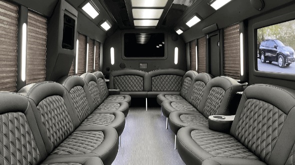 Interior of Charter Bus Company Fontana's 25 Passenger Party Bus in Fontana
