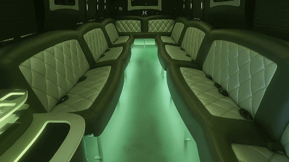 Interior of Charter Bus Company Riverside's 25 Passenger Party Bus in Riverside