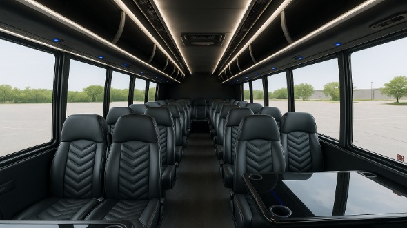 Interior of Charter Bus Company Jurupa Valley's 28 Passenger Minibus in Jurupa Valley