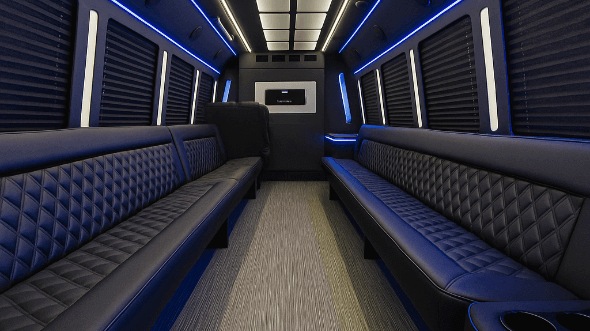 Interior of Charter Bus Company Fontana's 28 Passenger Party Bus in Fontana