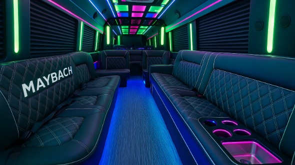 Interior of Charter Bus Company Chino's 30 Passenger Party Bus in Chino