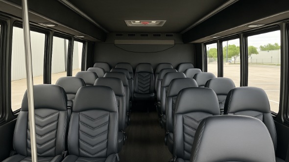 Interior of Charter Bus Company Jurupa Valley's 35 Passenger Mini Bus in Jurupa Valley