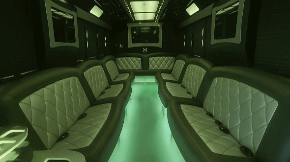 Interior of Charter Bus Company Rancho Cucamonga's 40 Passenger Party Bus in Rancho Cucamonga