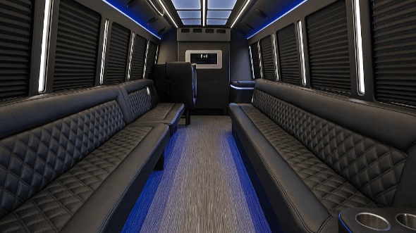 Interior of Charter Bus Company Rialto's 40 Passenger Party Bus in Rialto