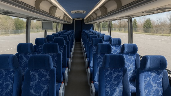 Interior of Charter Bus Company Jurupa Valley's 45 Passenger Charter Bus in Jurupa Valley