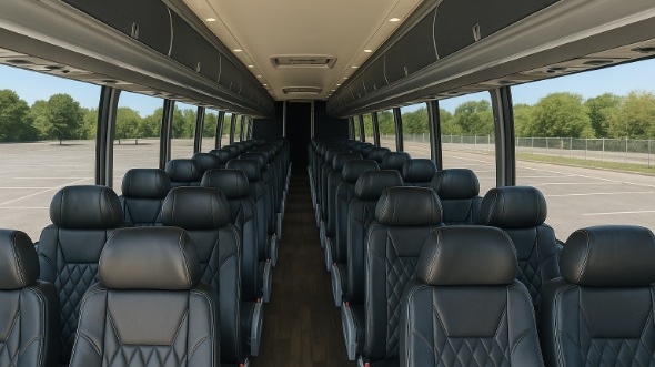 Interior of Charter Bus Company Jurupa Valley's 46 Passenger Charter Bus in Jurupa Valley