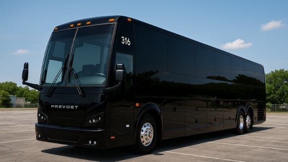 Exterior of Charter Bus Company Jurupa Valley's 46 Passenger Charter Bus in Jurupa Valley
