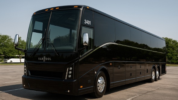 Exterior of Charter Bus Company Jurupa Valley's 47 Passenger Charter Bus in Jurupa Valley