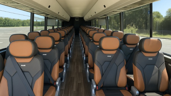Interior of Charter Bus Company Jurupa Valley's 48 Passenger Charter Bus in Jurupa Valley