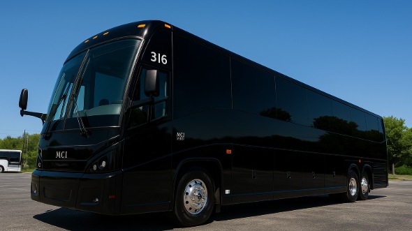 Exterior of Charter Bus Company Jurupa Valley's 48 Passenger Charter Bus in Jurupa Valley