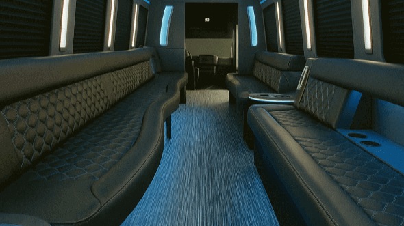 Interior of Charter Bus Company Rialto's 50 Passenger Party Bus in Rialto