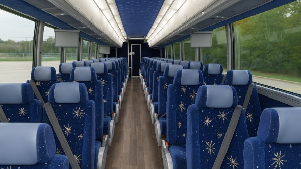 Interior of Charter Bus Company Jurupa Valley's ADA Charter Bus in Jurupa Valley